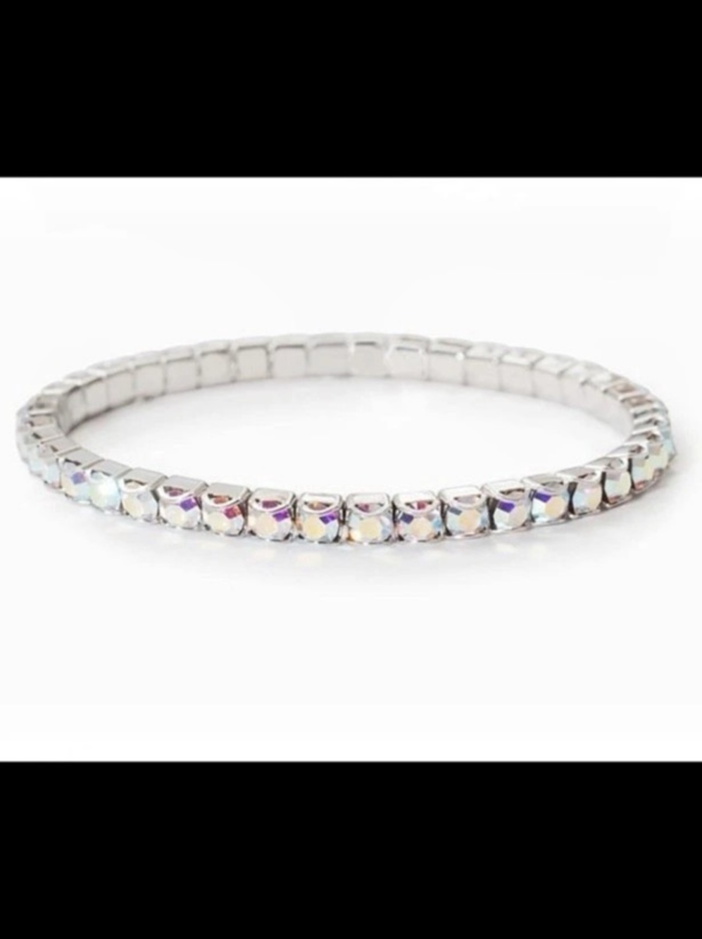 Touchstone Crystals by Swarovski AURORE  BOREALE Stretch Bracelet Rhodium Plated